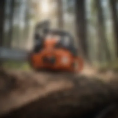 Target chainsaw in action during forestry work