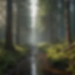 A lush forest landscape experiencing the effects of global warming