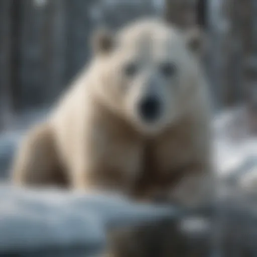 A polar bear navigating through melting ice