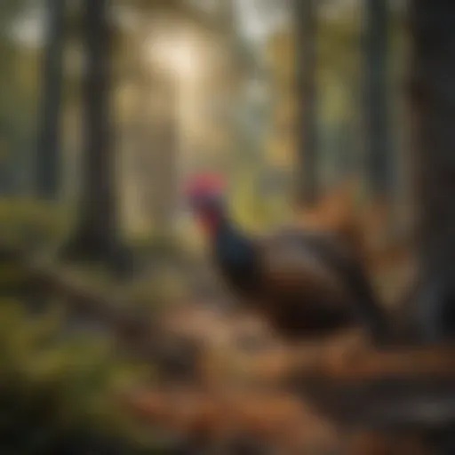 Wild turkey in its natural habitat showcasing a forest ecosystem