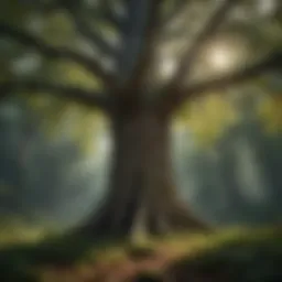 An ancient tree standing tall in a lush forest, representing ecological significance