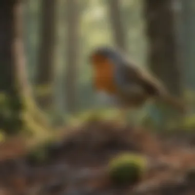 A robin gathering materials for nest construction