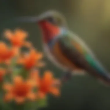 Hummingbird in Central Texas A vibrant hummingbird perched on a flower in Central Texas