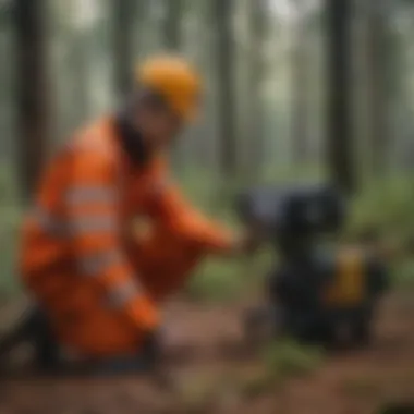 Operator demonstrating safety protocols during equipment usage