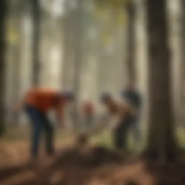 Community members participating in a tree planting event