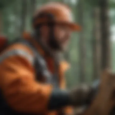 Safety gear and equipment used during tree chopping.