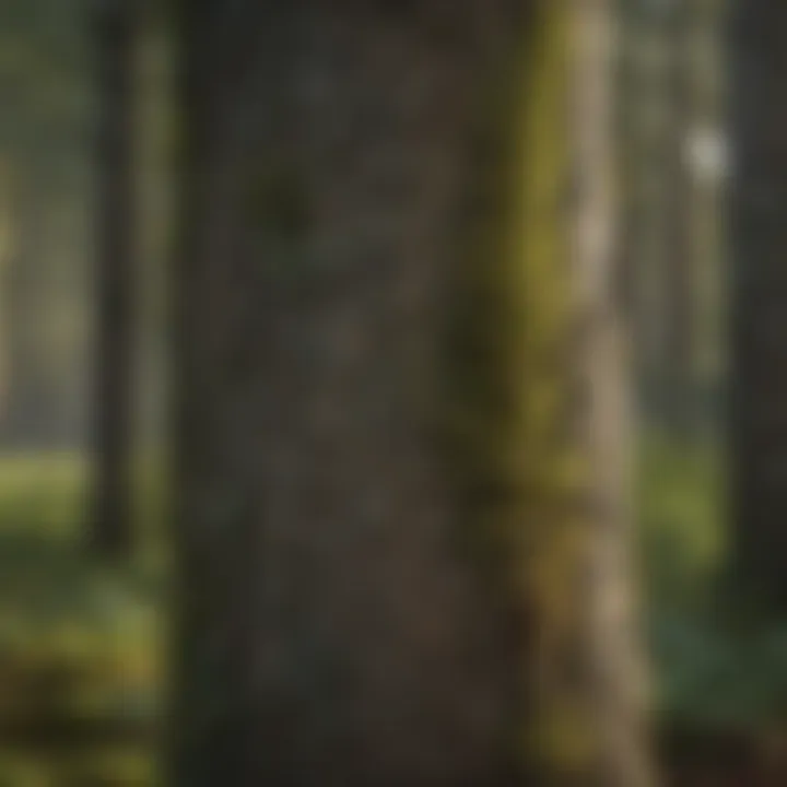 Close-up of diverse tree species indicating biodiversity in forest stewardship.