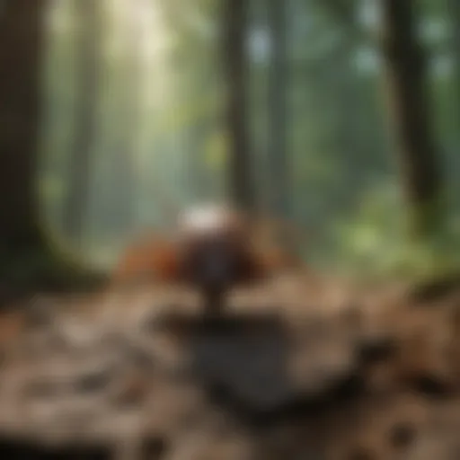 A tranquil forest scene illustrating the natural habitat of ticks