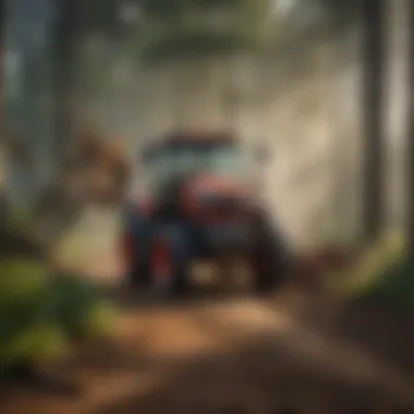 Tractor using a limb rake in a forest environment