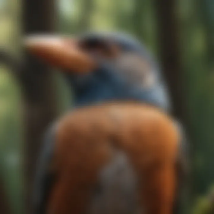 Close-up of a bird singing, highlighting the intricate details of its feathers and beak.