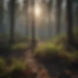 A serene forest landscape post-controlled burn showing new growth