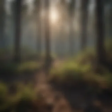 A serene forest landscape post-controlled burn showing new growth