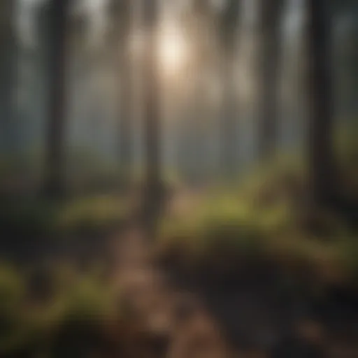 A serene forest landscape post-controlled burn showing new growth