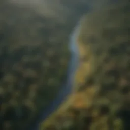 Aerial view of diverse ecosystems affected by climate change