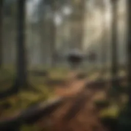 Drones in a forested landscape showcasing compliance with regulations