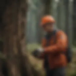 A forester assessing a tree's condition
