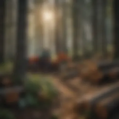 A landscape showing different types of forestry employment