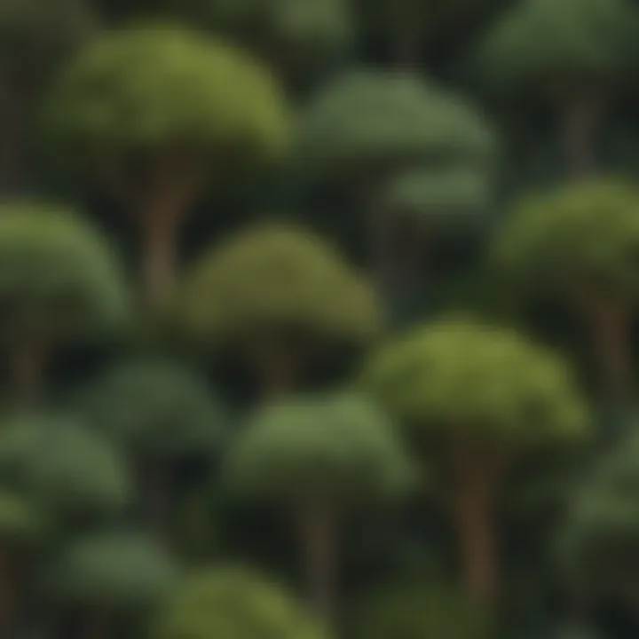 Illustration of different tree species with varied internode characteristics