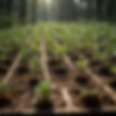 Diverse tree seedlings in a nursery bed