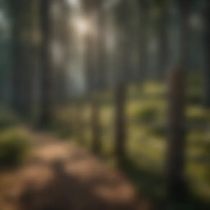 A scenic landscape featuring a row of pine fence posts lining a property boundary.