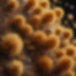 Close-up view of pollen grains under a microscope