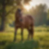 Healthy horse grazing in a well-maintained pasture