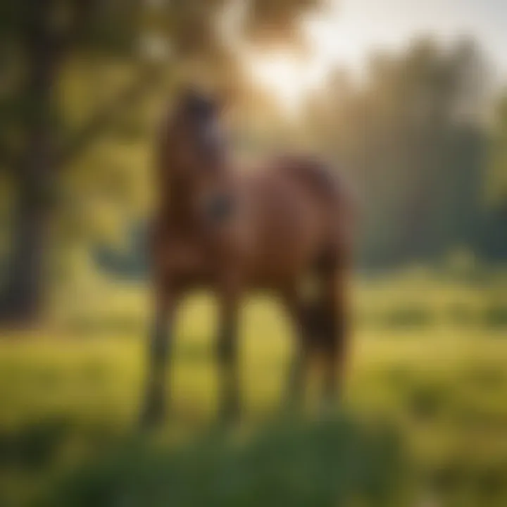 Healthy horse grazing in a well-maintained pasture