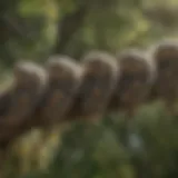 Close-up of tent caterpillars on a tree branch