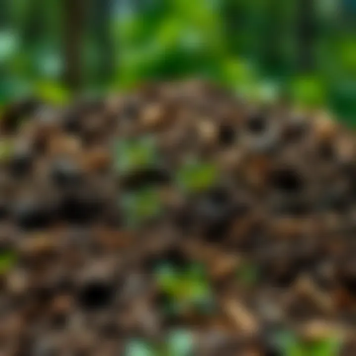 Close-up view of rich topsoil with various organic materials