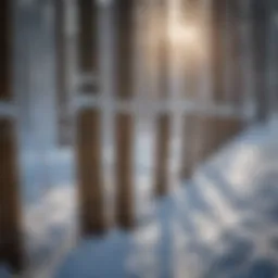 Snow barrier fence in a forested area