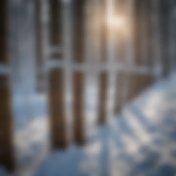 Snow barrier fence in a forested area