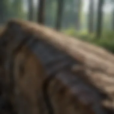 Thinning Stain in a Dense Forest Dense forest area showing signs of thinning stain on timber
