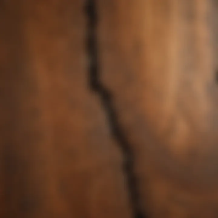 Close-up of timber with visible thinning stain patterns