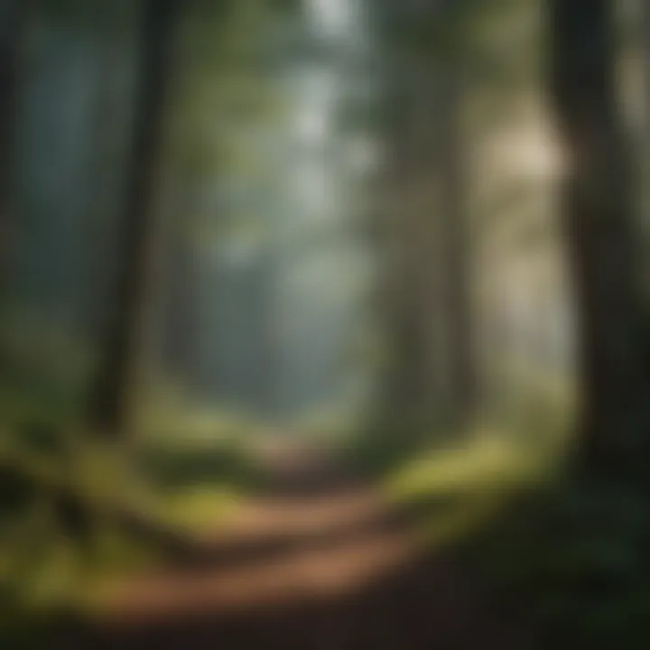 A serene forest landscape highlighting biodiversity and sustainable practices