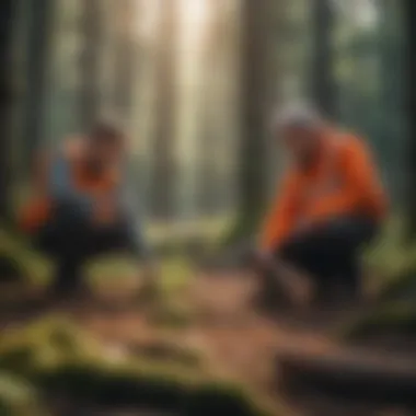Volunteers analyzing and discussing forest management strategies