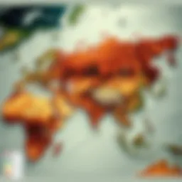 Map highlighting regions severely impacted by climate change