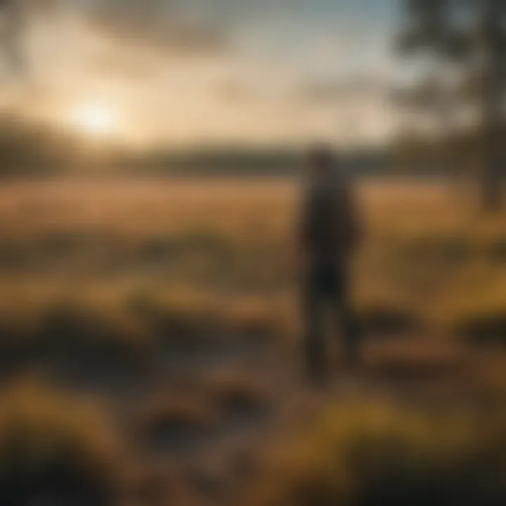 A hunter surveying a vast open field in Florida