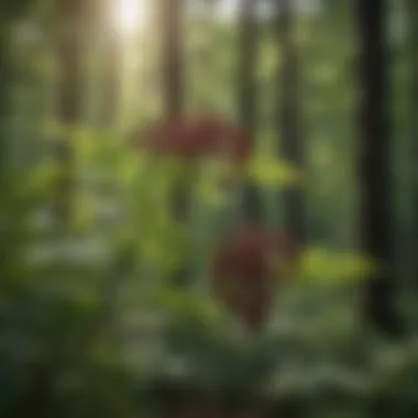 Elderberry Plants Thriving in Forest Ecosystem A lush forest showcasing wild elderberry plants
