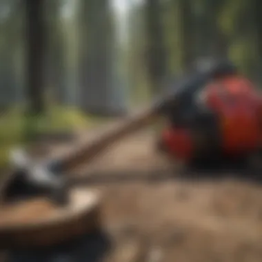 Firefighting tools including shovels and axes used in wildland firefighting